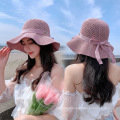 Women's Wave Brim Outdoor Sunshade  Breathable Knitted Fisherman Hat Bucket Basin Cap